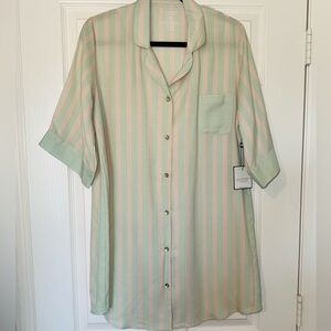LAUNDRY by Shelli Segal Mint & Pink Striped Button-Down Sleep Shirt